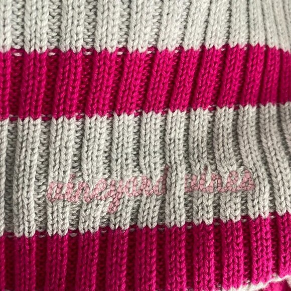 Vineyard Vines Sweater Large Striped Boatneck Gray Pink Cotton Blend NWT FS-1193 - Picture 4 of 10
